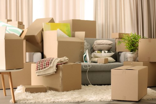 Professional movers handling furniture during a local relocation